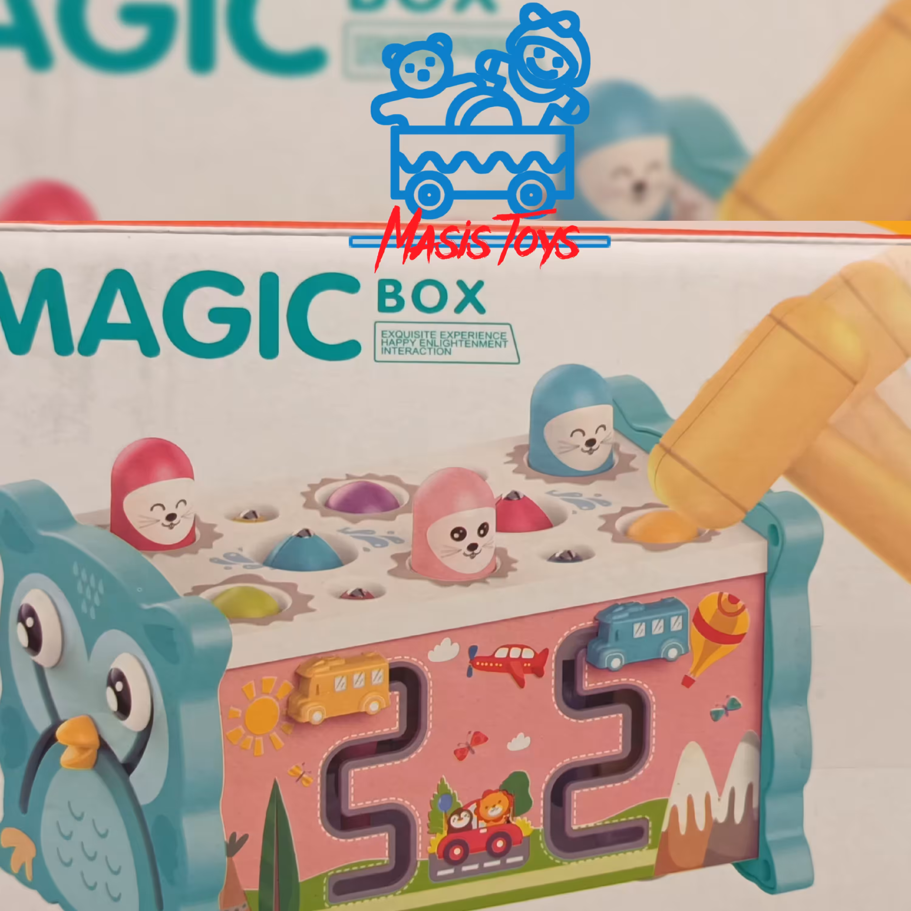 جعبه جادویی که چند بازی در یک مجموعه هست بازی چکش اموزش ساعت بازی ماهیگیری مگنتی  بازی چرخدندهها ودرست کردن صورت 18mبالا