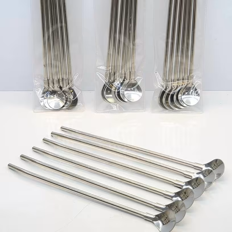 نی استیل قاشق دار نی شربت