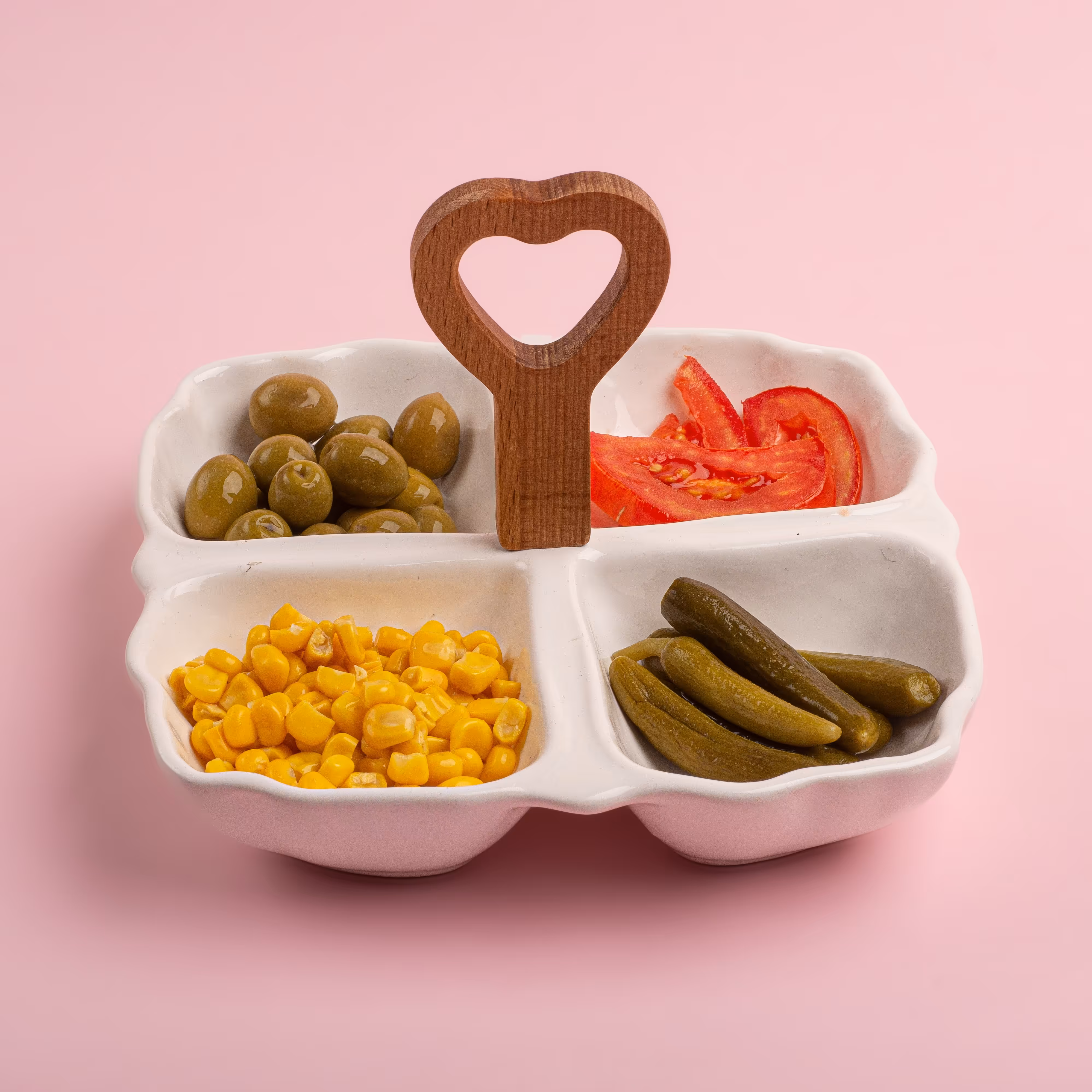 اردو خوری سرامیکی برایتون دسته چوبی4 خانه مربع4063