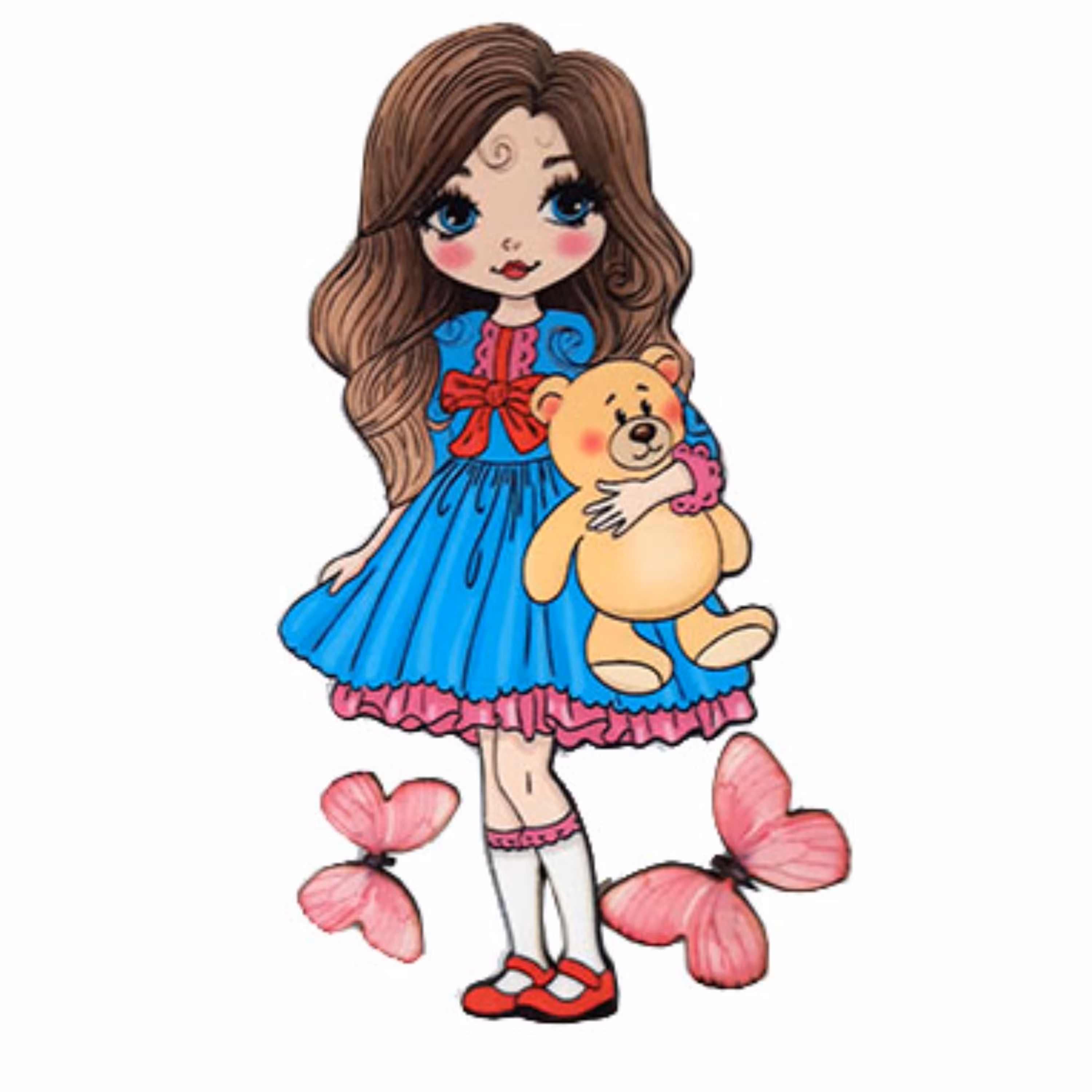 تاپر تزیین کیک دخترانه مدل دختر خرس بدست