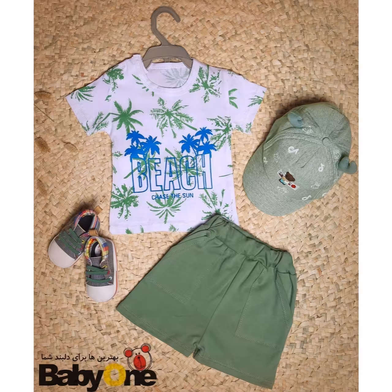 دو تیکه بلوز شورت نخل سبز 
