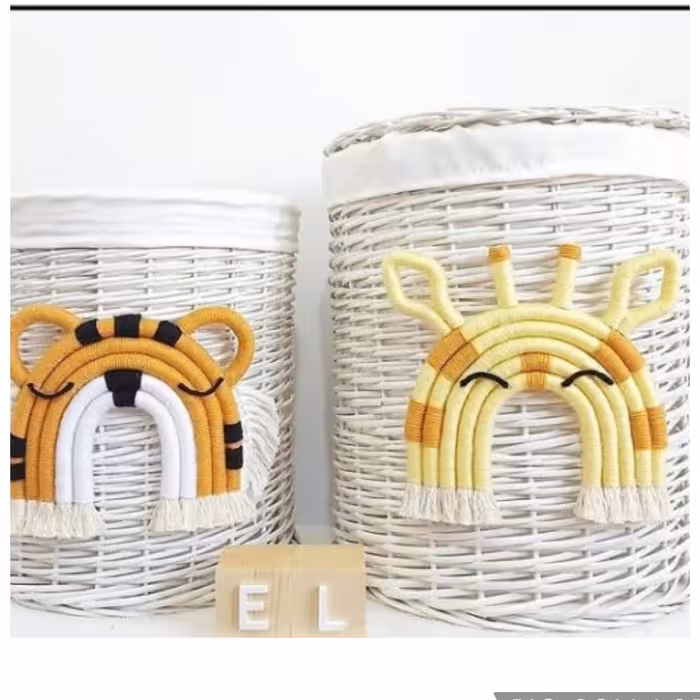 ست زیبای سبد لباس و سبد اسباب بازی مناسب سیسمونی نوزاد و اتاق کودک