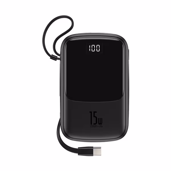پاور بانک باسئوس Baseus Q pow Digital Display 3A Power Bank 10000mAh (With Type-C Cable)Black