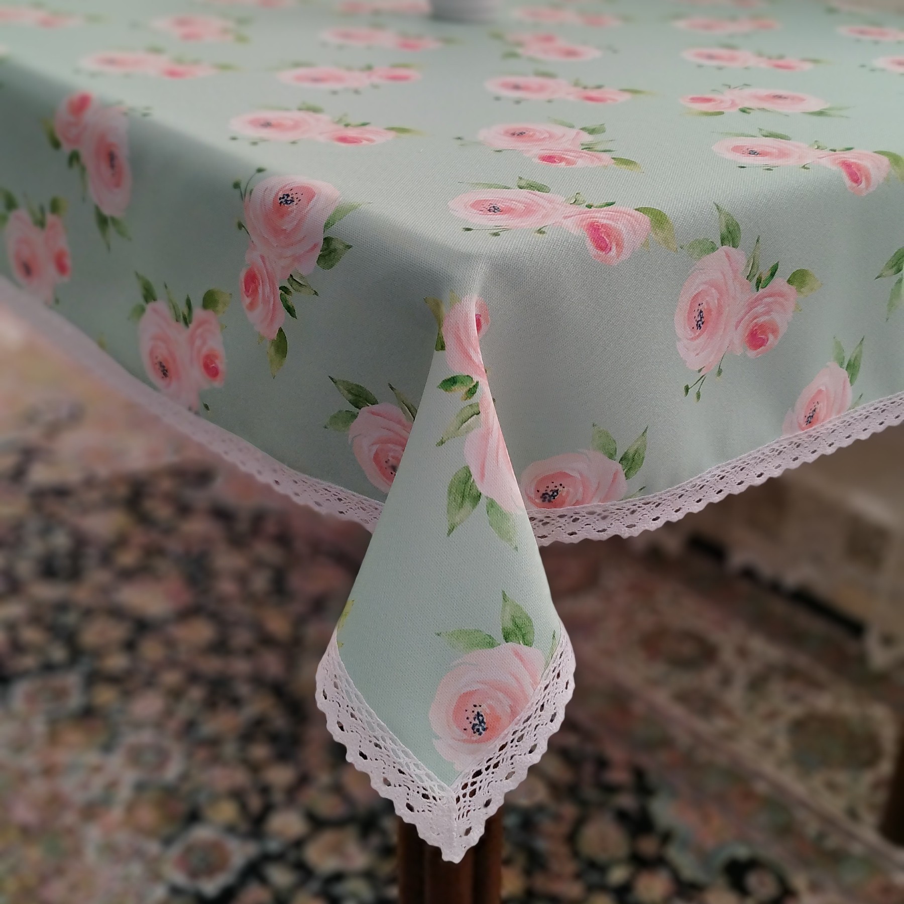 رومیزی 4 نفره طرح تک گل