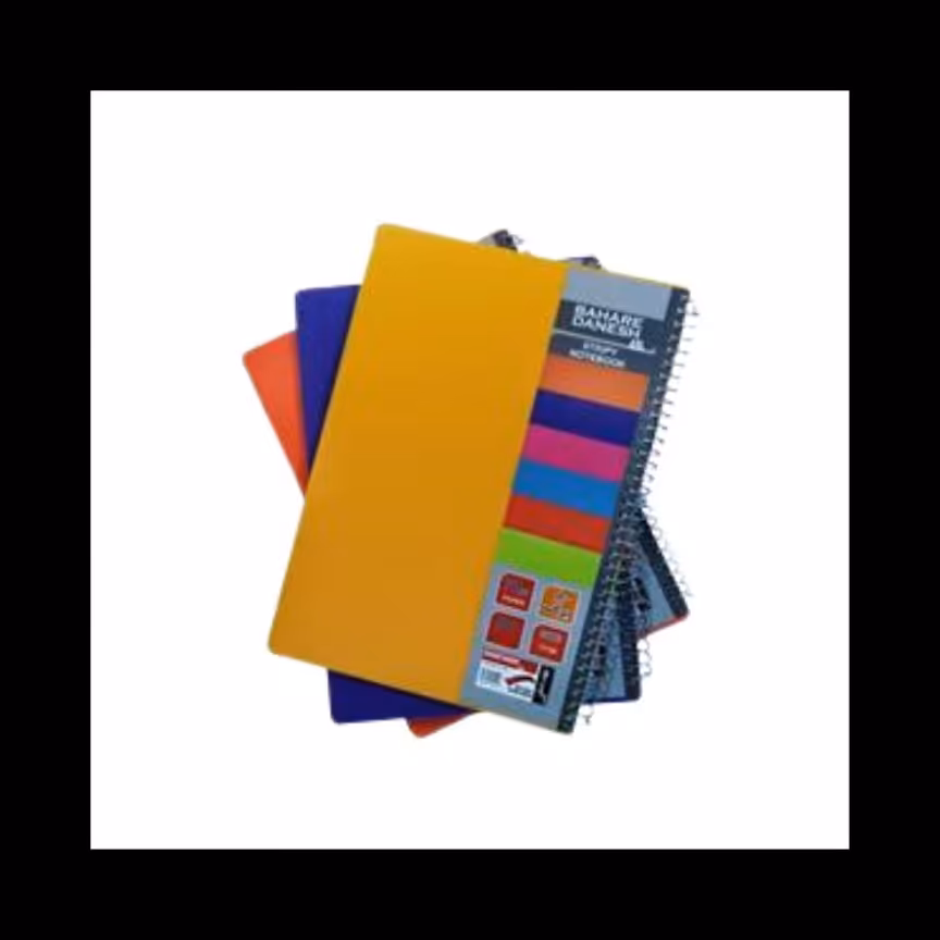 دفتر 80 برگ دو خط سیمی جلد طلقی رنگی 12 جلدی بهار دانش