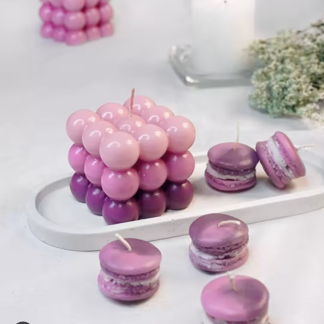 شمع ماکارون 3 عددی خامه زده 