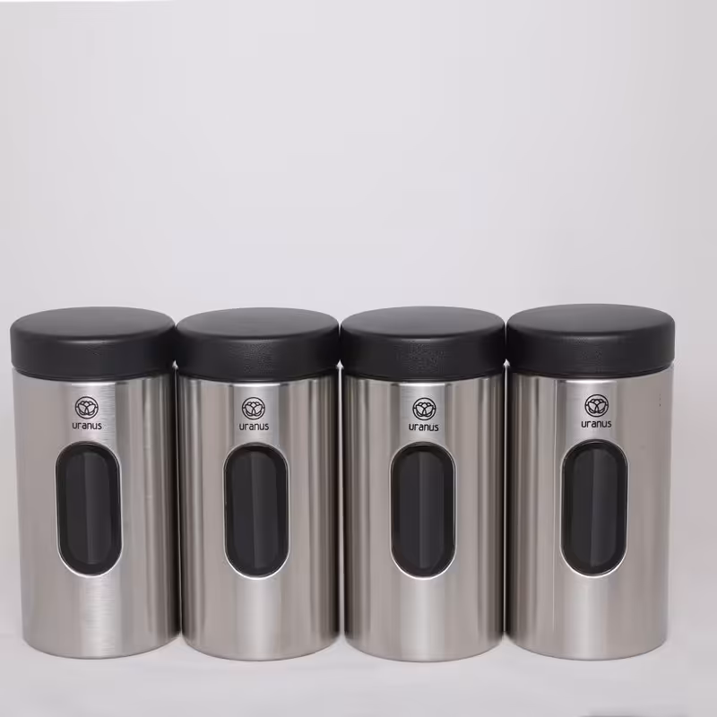 سرویس حبوبات اورانوس مدل استوانه استیل خشدار مشکی سمباده ای