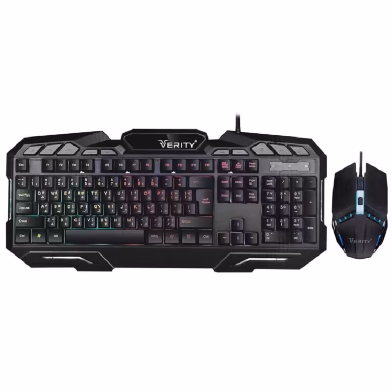 کیبورد و موس  مخصوص بازی VERITY 6126 -کیبورد و ماوس گیمینگ وریتی مدل V-KB6126GCW