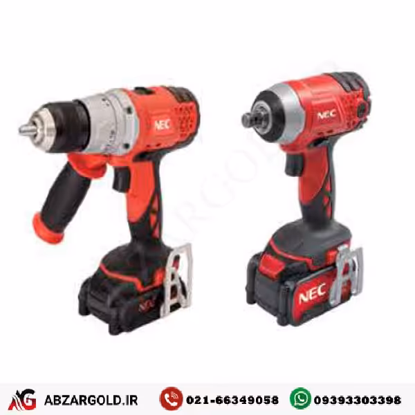 ست دریل شارژی و بکس شارژی ان ای سی مدل 1518LI / 9918K