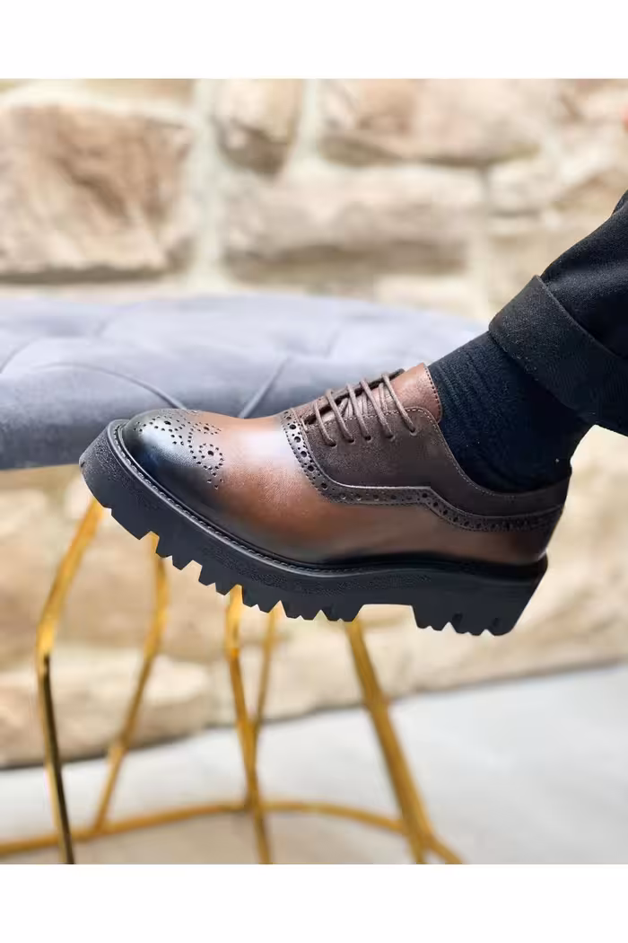 کفش های کژوال چند رنگ مردانه 3279 روزمره قهوه ای چرمی ByItallanoshoes