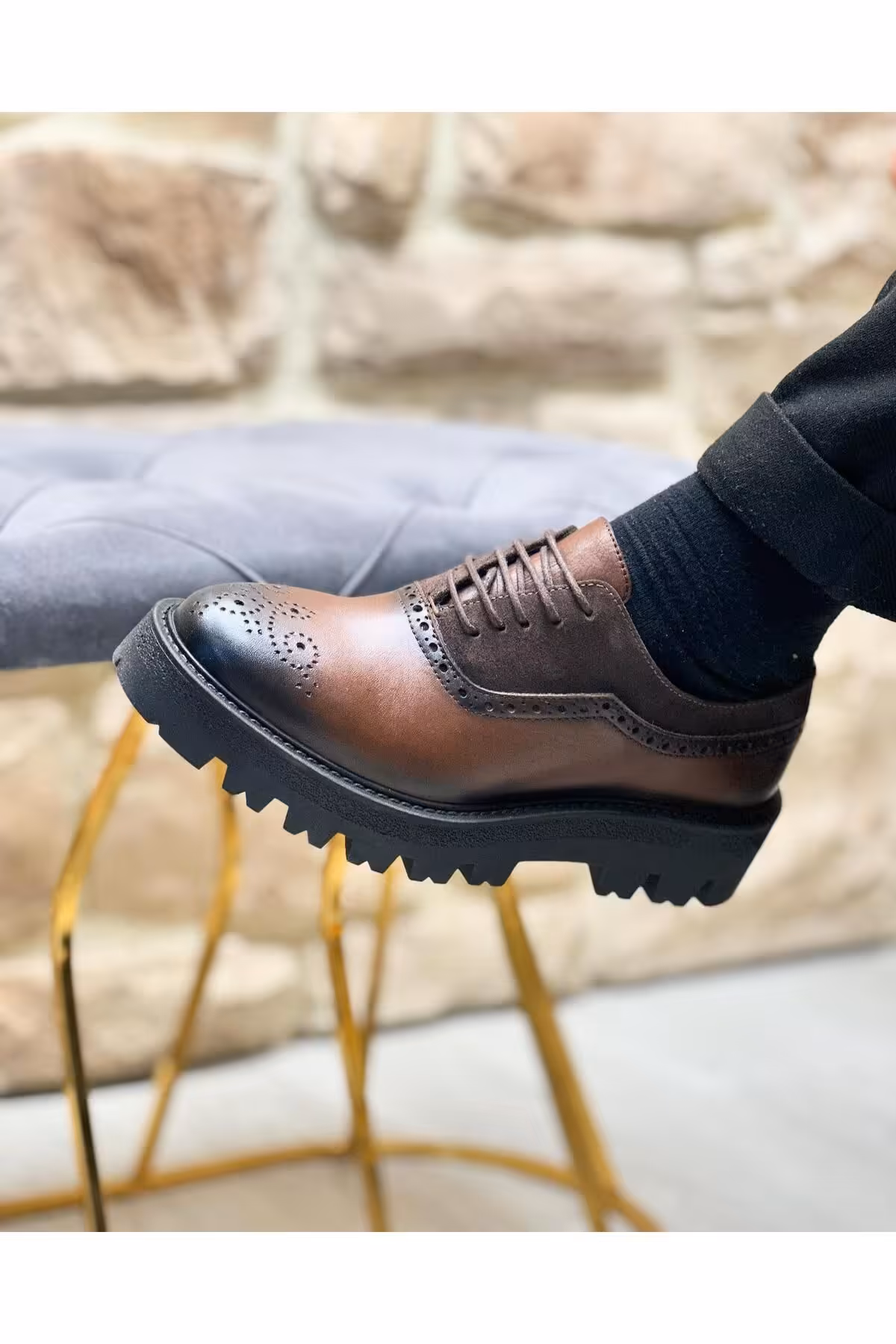 کفش های کژوال چند رنگ مردانه 3279 روزمره قهوه ای چرمی ByItallanoshoes