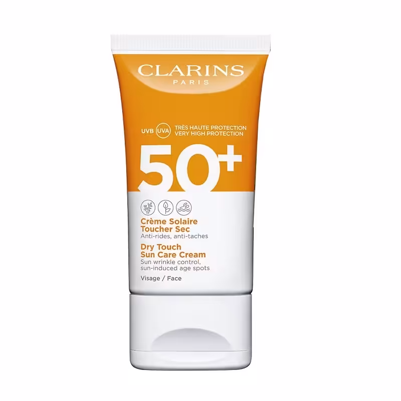 ضد آفتاب کلارنس مدل  Clarins Dry Touch UVA/UVB Spf50 | مخصوص پوست چرب، بافت فوق‌العاده سبک و مات | 50 میل