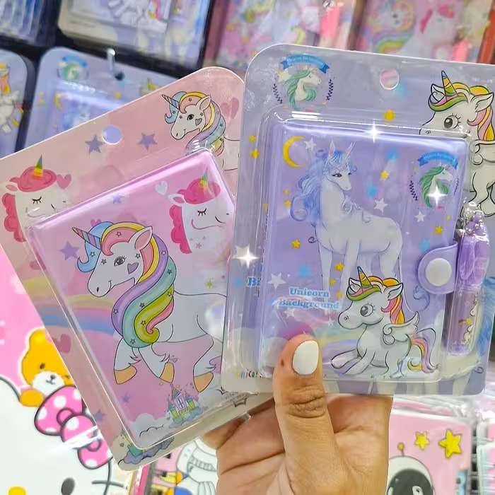 ست دفترچه و خودکار یونیکورن کوچک پک مینی دفتر خود کار فانتزی وارداتی دخترانه تکشاخ تک شاخ یونی کورن پونی جایزه هدیه کادو