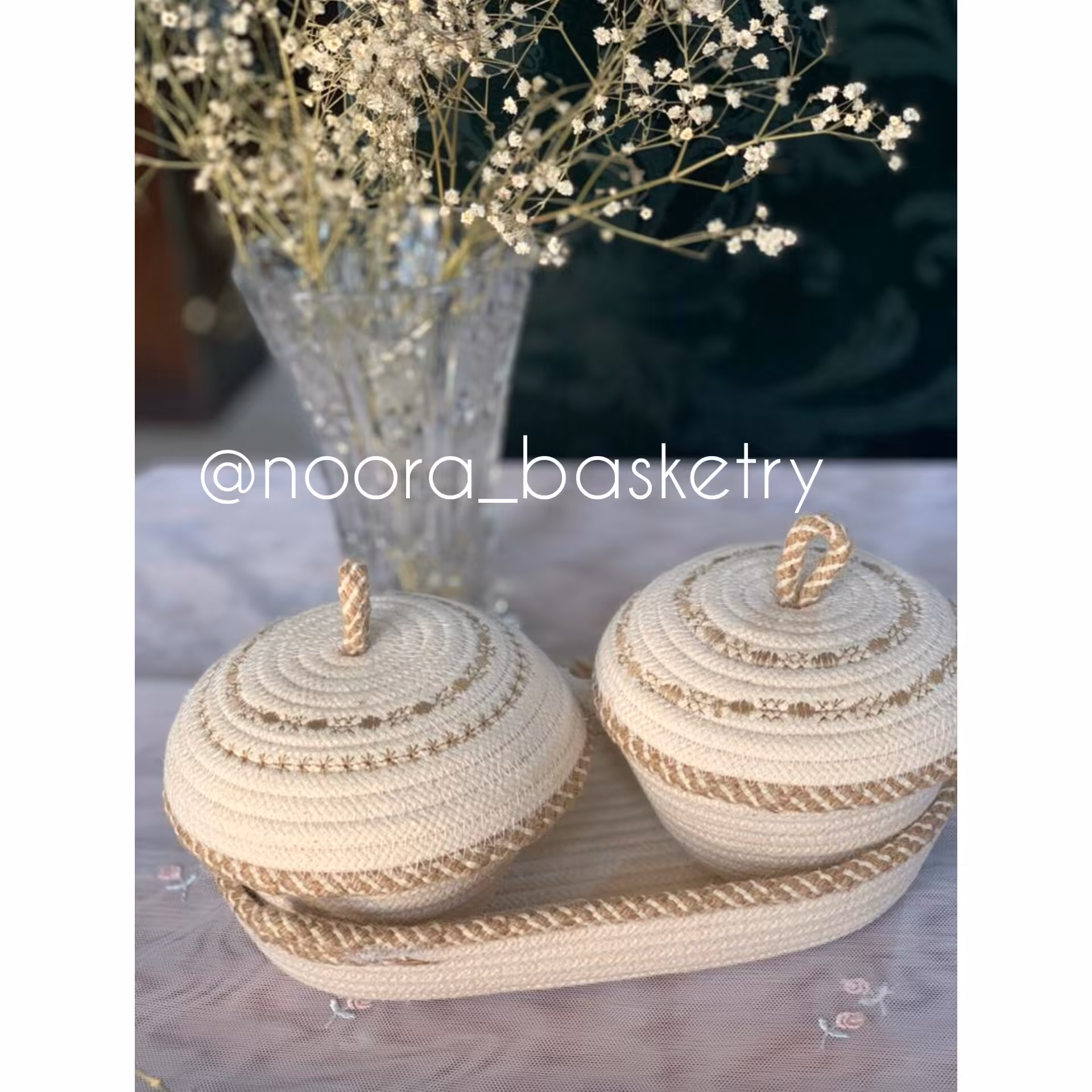 قندان، آجیل خوری، شکلات خوری قیطان پنبه گلدوزی شده