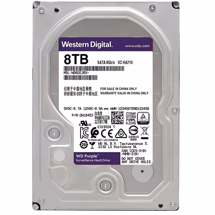 هارددیسک اینترنال وسترن دیجیتال مدل Purple WD82EJRX ظرفیت 8 ترابایت