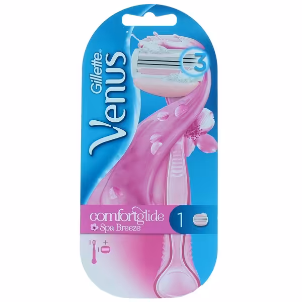 خودتراش Comfort Glide اسپا ونوس ژیلت اصل انگلیس | مدل کامفورت گلاید Gillette Venus | سه تیغه، یک دسته و یک سری