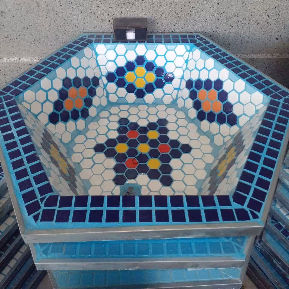 حوض سرامیکی شیش ضلعی ابعاد کوچک شیک مناسب برای کنارسالن به عنوان آبنما 