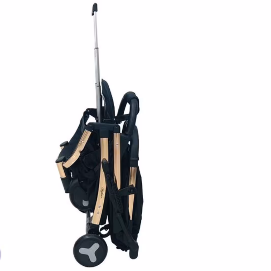 کالسکه تاشو مسافرتی و چمدانی چرخ ها فوق نرم و دارای  بلبرینگ 