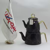 کتری قوری پاچی مشکی رگه طلایی 