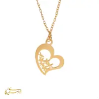 آویز گردنبند جواهری میکا طرح قلب و پروانه طلا 18 عیار کد 06103790070