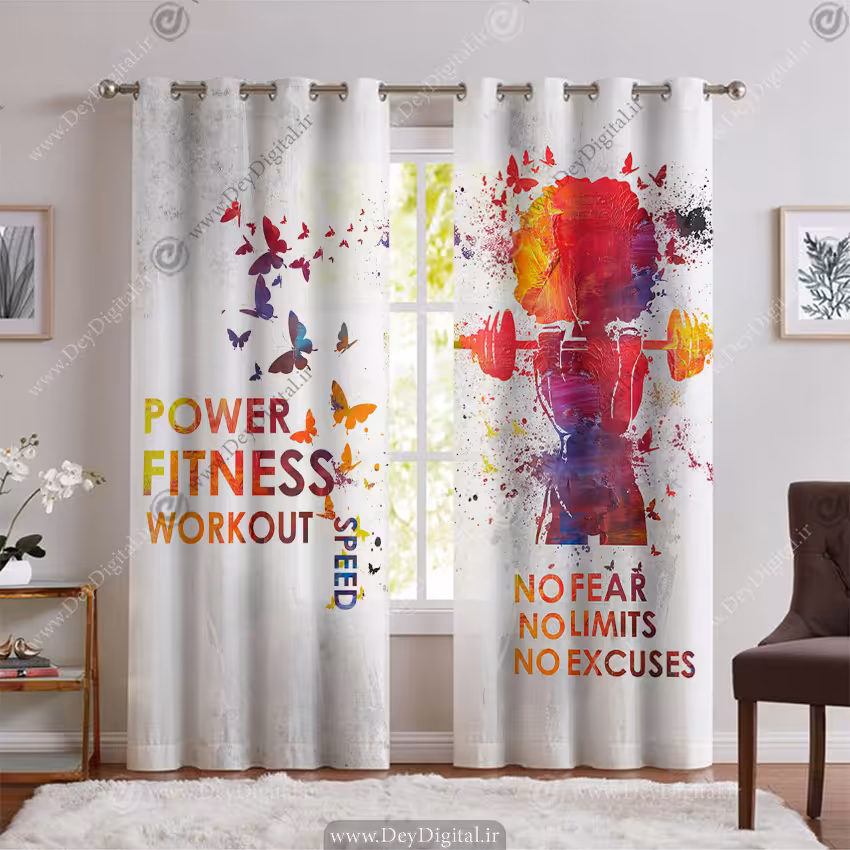 پرده چاپی مدل گرافیکی برای باشگاه فیتنس بانوان PK-5927