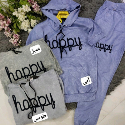 ست هودی آستین کوتاه و شلوار happy