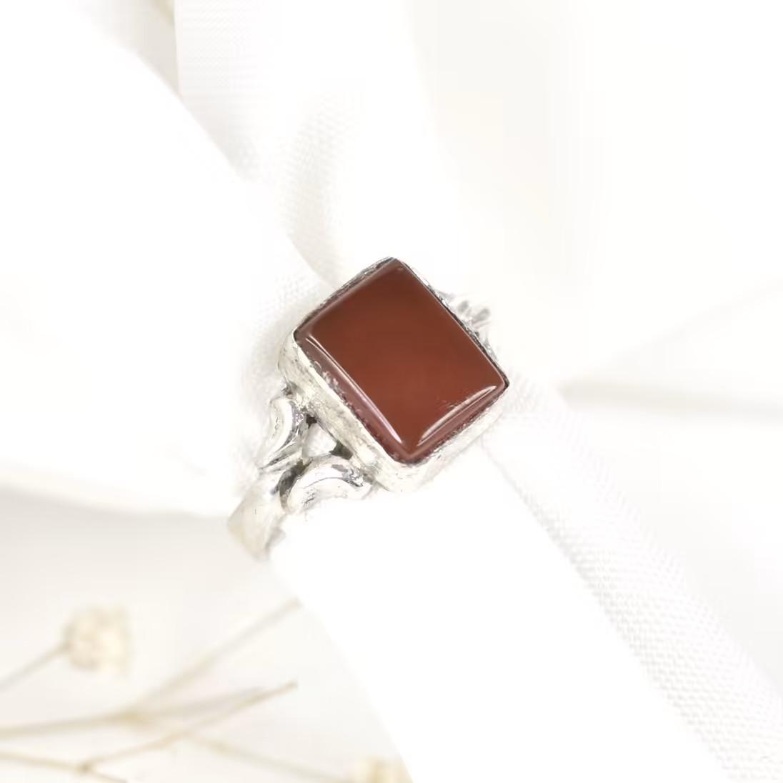 انگشتر نگین عقیق مربعی کد 7892