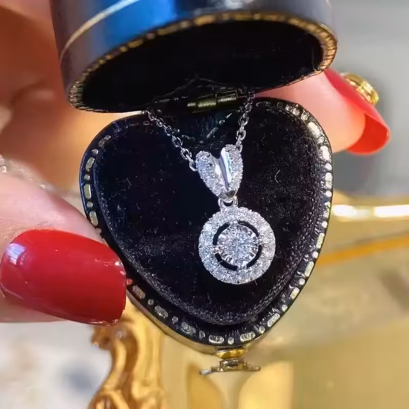 گردنبند آویز نگین گرد و قاب گوش خرگوشی کد XL256