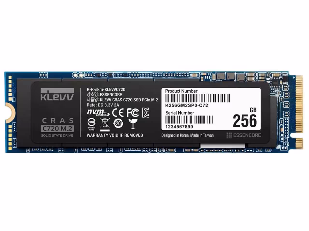 اس اس دی اینترنال M.2 NVMe 2280 کلوو مدل C710 ظرفیت 256 گیگابایتKLEVV CRAS C710 M.2 NVMe 2280 SSD 256GB