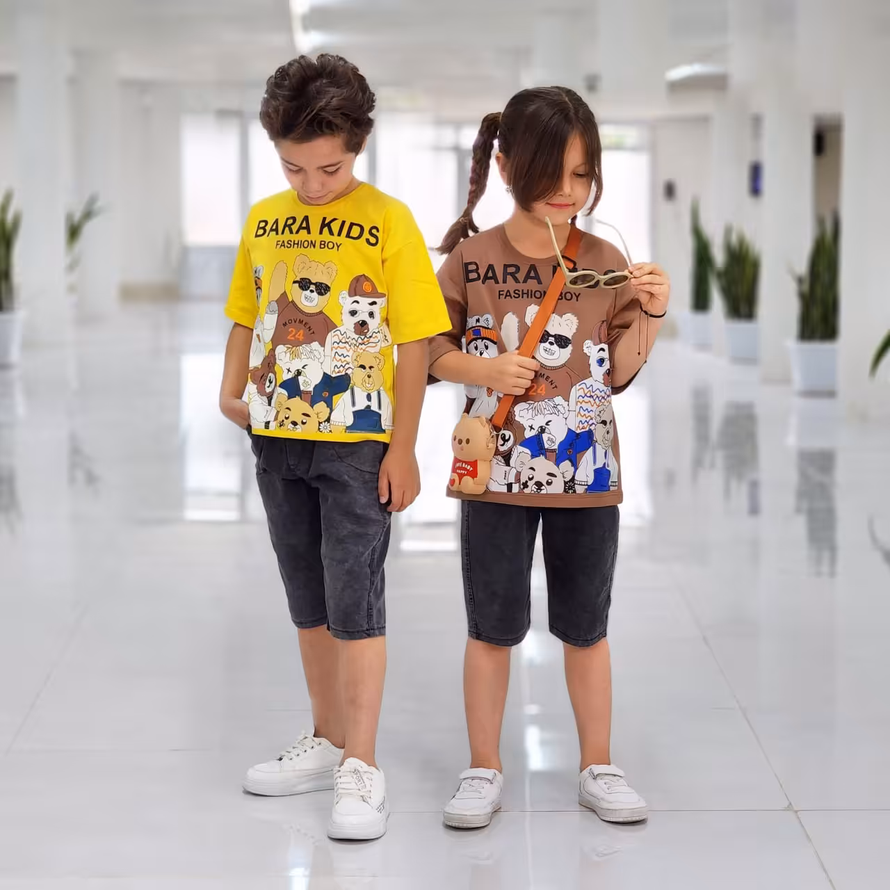 لباس بچگانه ست تیشرت شلوارک بچگانه ست اسپورت خواهربرادری.تیشرت وشلوارک 