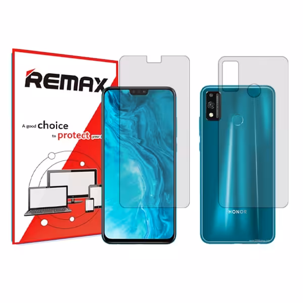 گلس صفحه نمایش و پشت گوشی آنر 9X Lite مدل هیدروژلی شفاف برند ریمکس کد SS