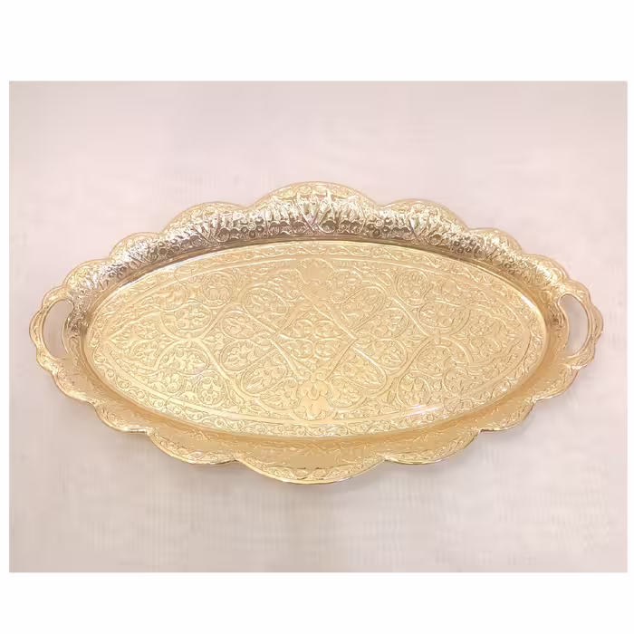 سینی استیل بیضی طلایی ترک مدل HC034 کد 015
