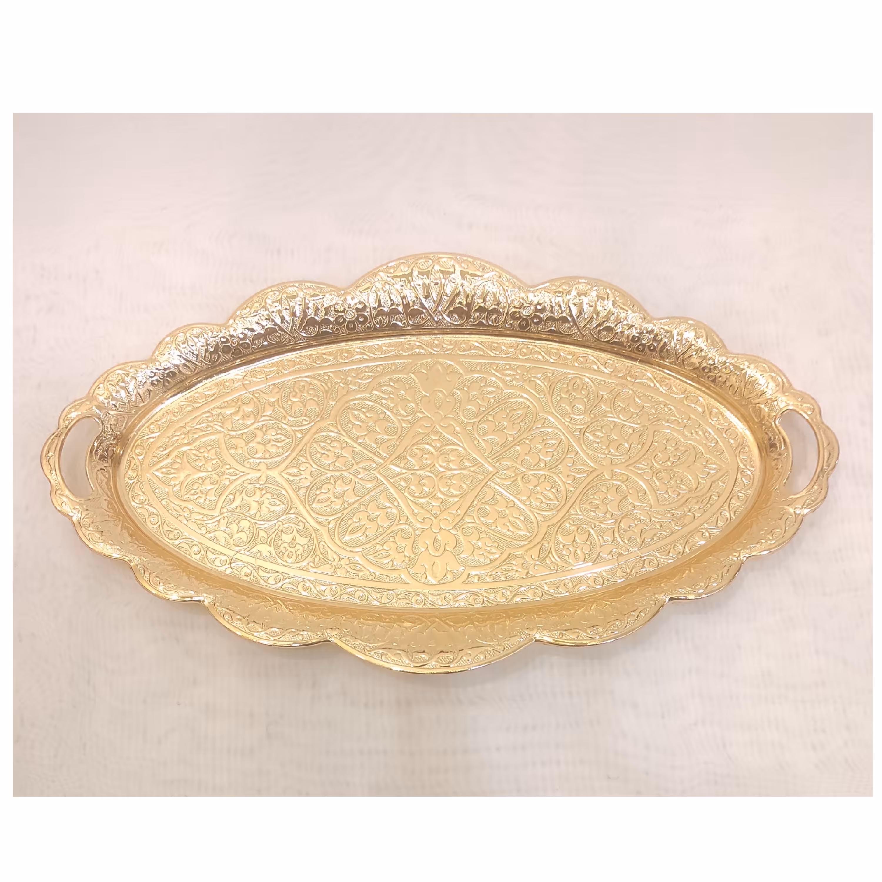 سینی استیل بیضی طلایی ترک مدل HC034 کد 015