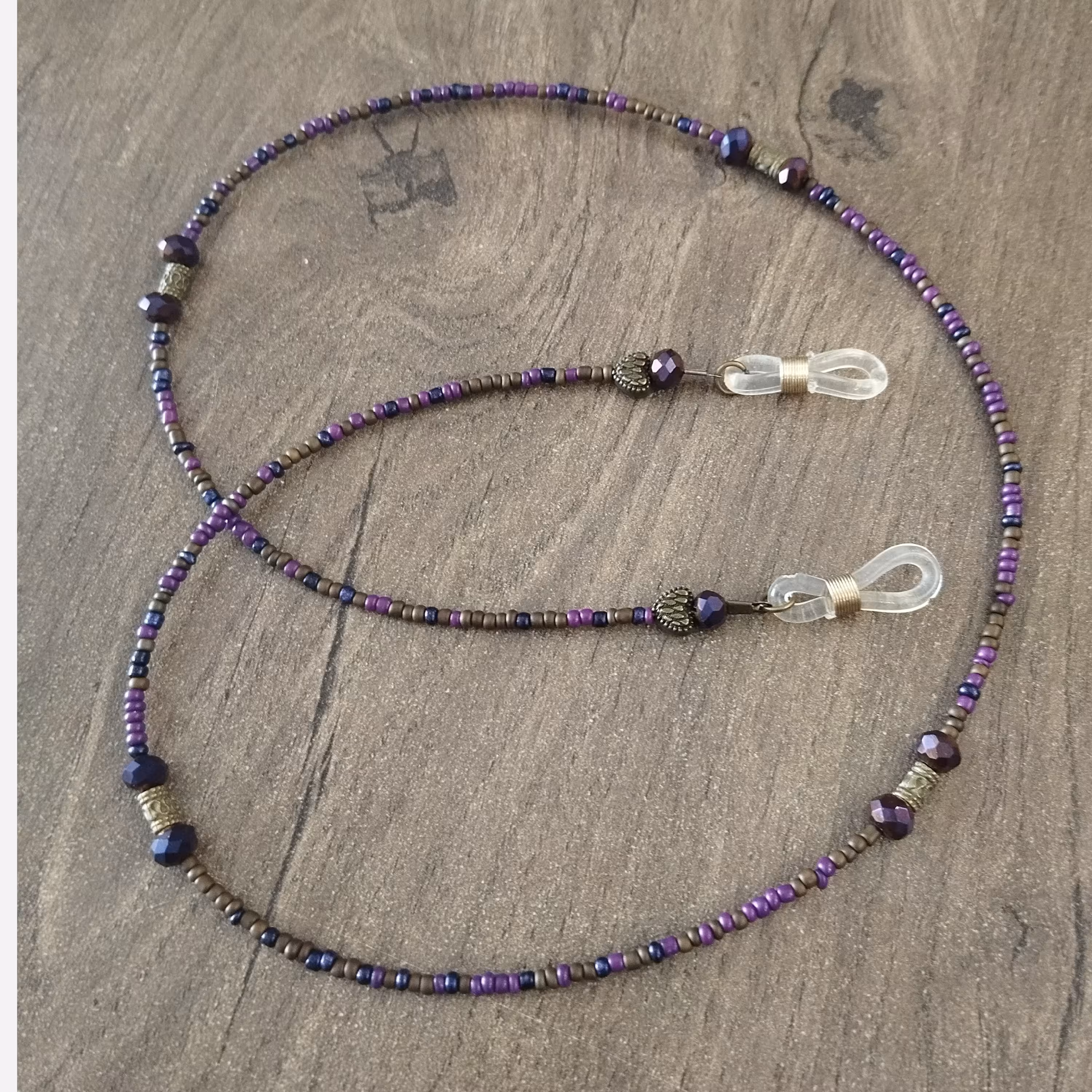 بند عینک بنفش منجوق و کریستال