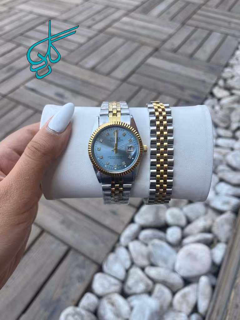 خرید ست ساعت و دستبند رولکس دیت جاست رنگ ثابت تقویم دار کیفیت عالی کد 1815701 - ردگل