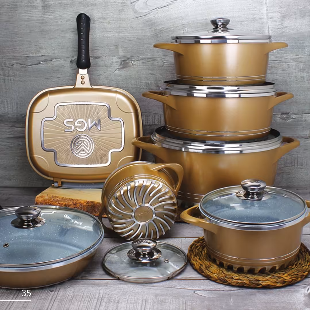 سرویس قابلمه 22 پارچه MGS ام جی اس ITALYA-C کف رینگی (کد 5557) در 6 رنگ