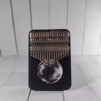 کالیمبا  بدون حفره چوبی مدل پلیت طرح نقاشی ماه، مارک بلوط