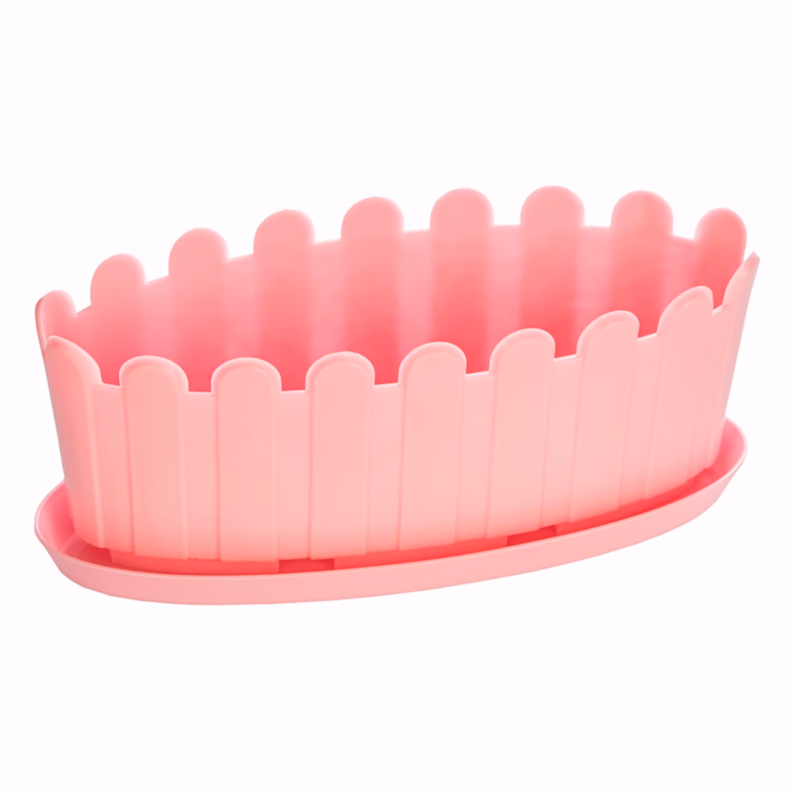 گلدان میله ای باریک عمق 7 جنس پلاستیک همراه زیر گلدانی رنگ سفید.کرم.صورتی