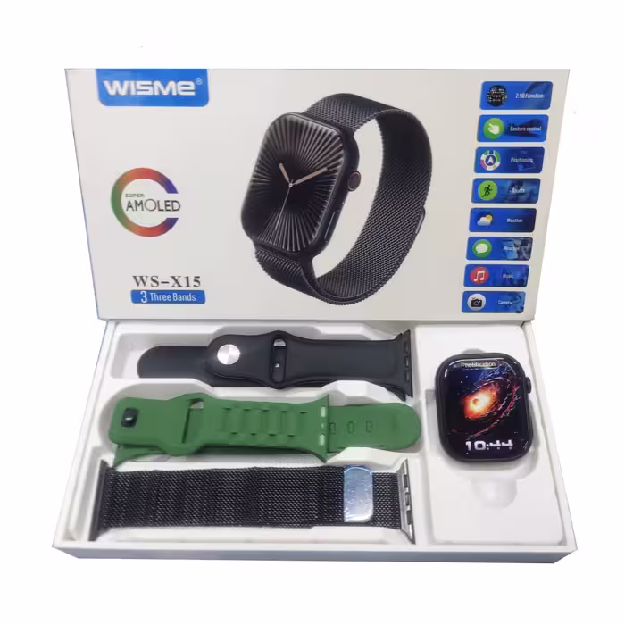 ساعت هوشمند سری 10 طرح اپل واچ ویسمی مدل WISME WS-X15 با 3 بند فلزی و سیلیکونی