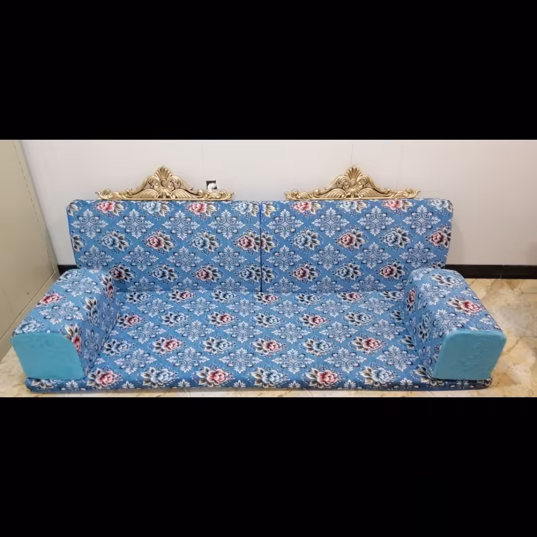  پشتی خلیجی مبل نما تاجدار مدل صدفی با پارچه شانل درجه یک