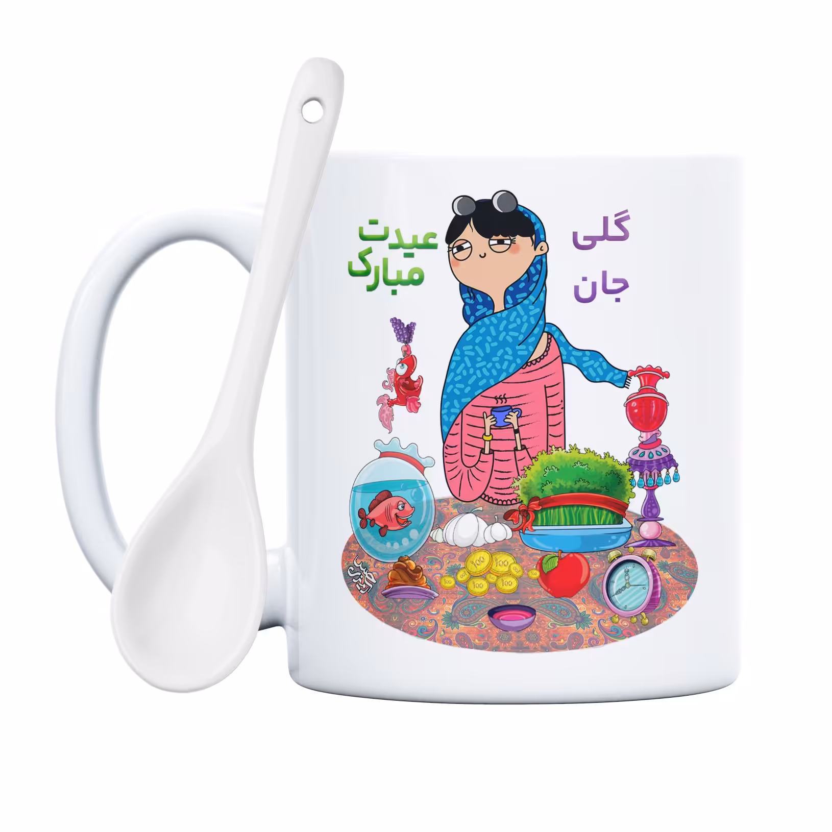 ماگ حس آمیزی طرح عیدت مبارک مدل گلی (با قابلیت سفارشی سازی)