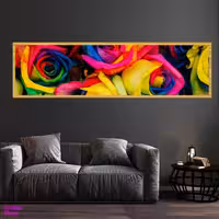 تابلو بکلیت طرح طبیعت گل رز هفت رنگ مدل کشیده T-7692