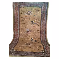 فرش دستباف تمام ابریشم دو متری - طرح شکارگاه - کد 1/25