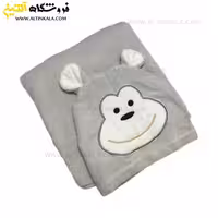 حوله پالتویی کودک سلین طرح میمون طوسی روشن سایز 4-5