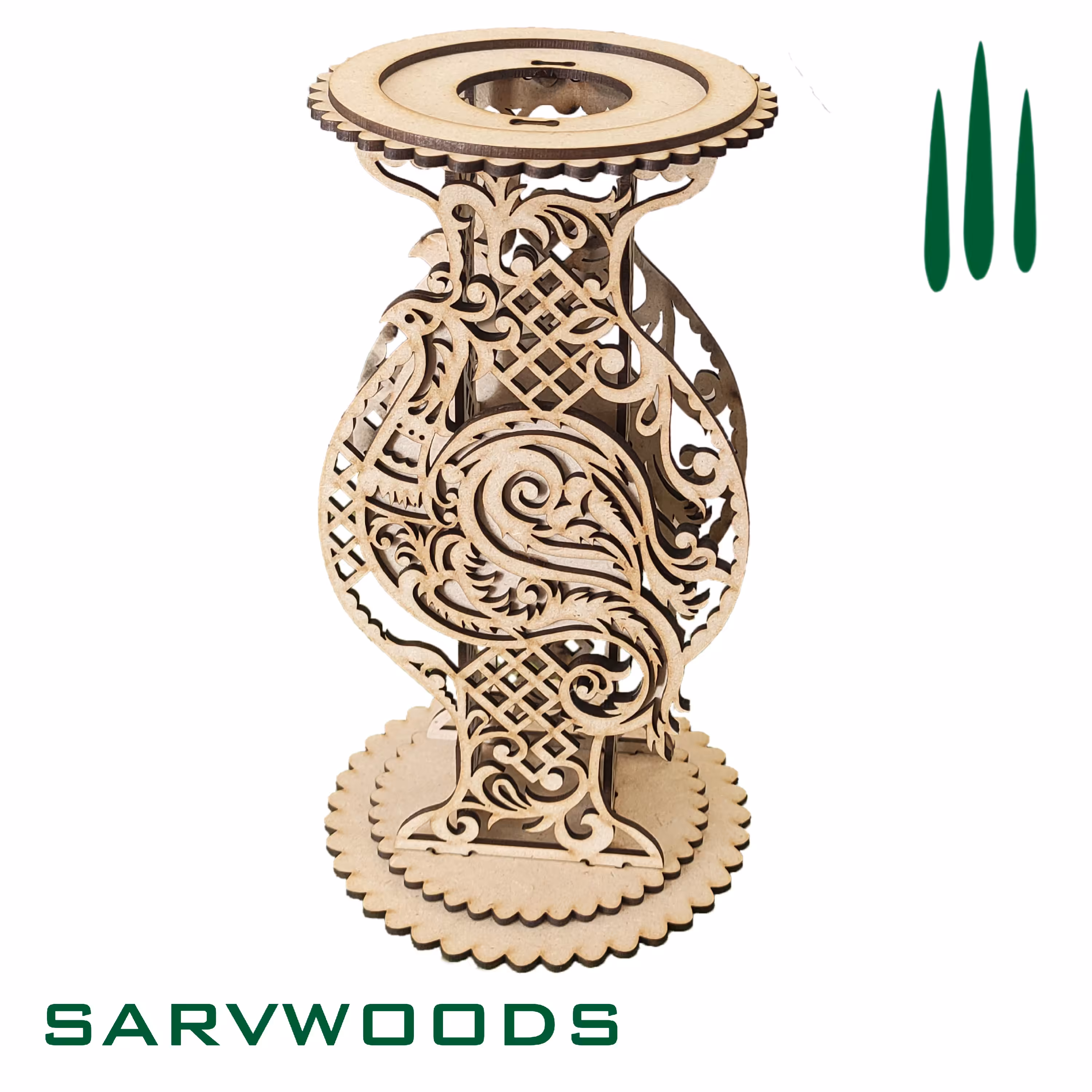 گلدان چوبی تزئینی طرح سیمرغ