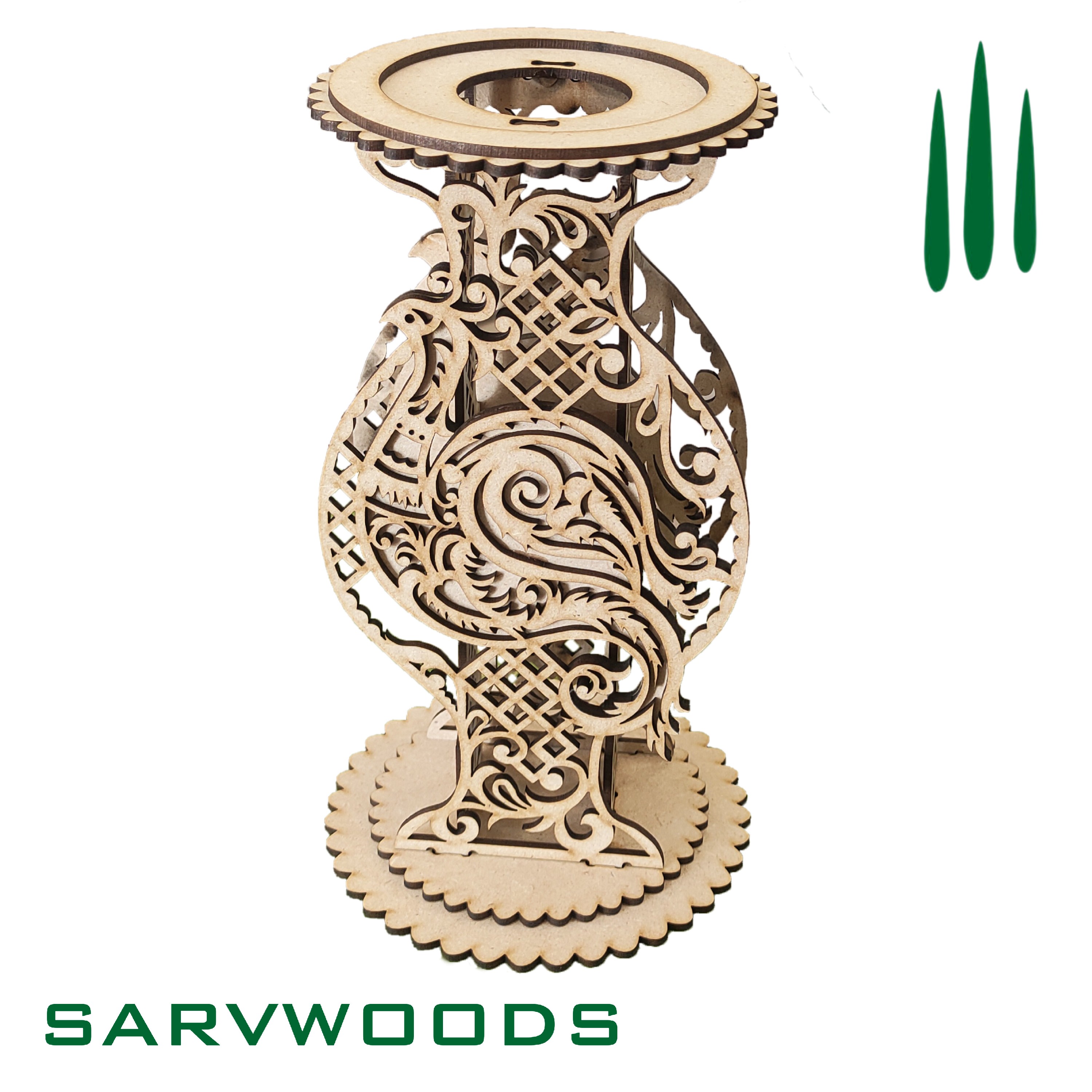 گلدان چوبی تزئینی طرح سیمرغ