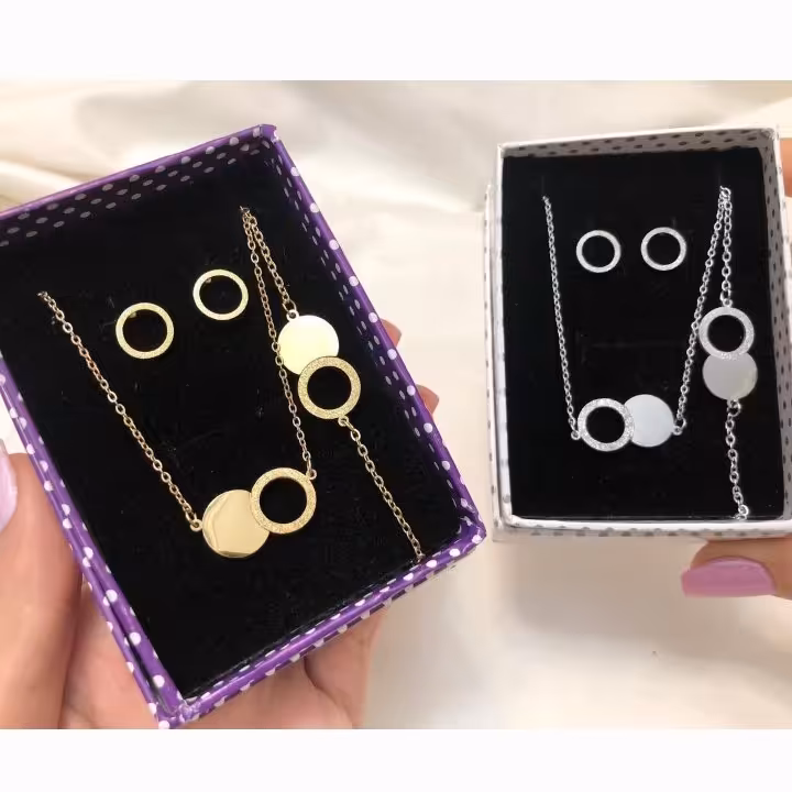 سرویس ظریف طرح دایره زنانه دخترانه استیل