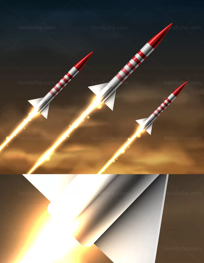 وکتور طرح راکت و موشک در حال شلیک - گرافیک با طعم تربچه