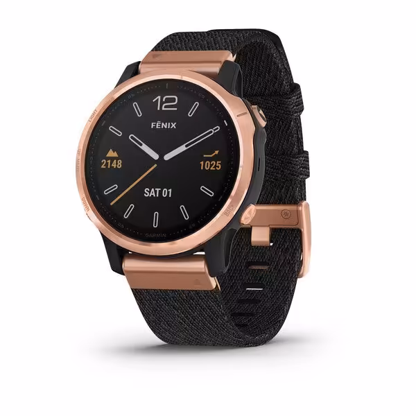 ساعت هوشمند گارمین Fenix 6S Pro and sapphire edition Rose Gold tone with Heathered Black Nylon Band