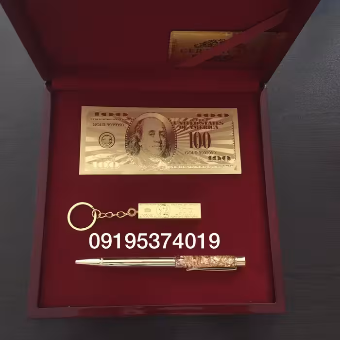 ست کادویی روکش طلا همراه با جعبه چوبی و شناسنامه اصالت کالا 